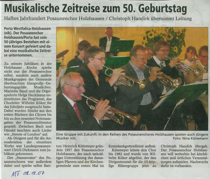 Artikel im MT zum Jubiläumskonzert mit Foto